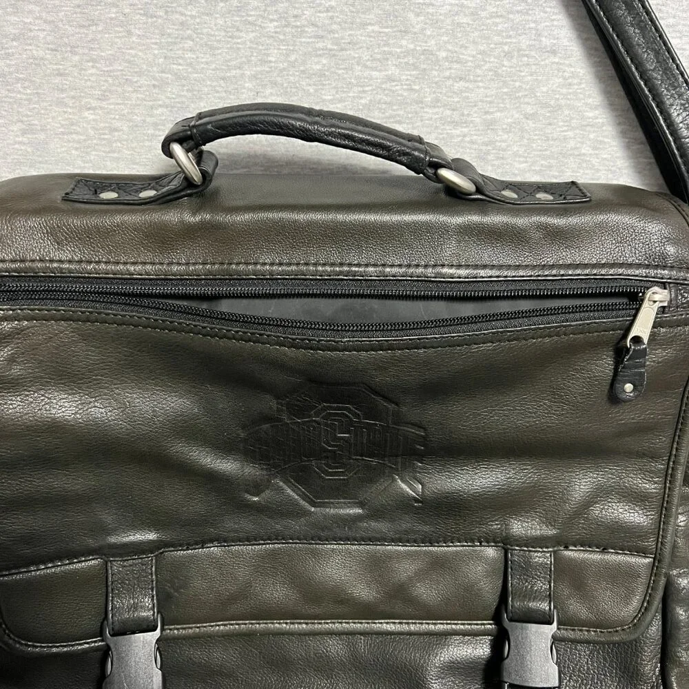 Ohio State‎ Canyon Outback Leather Messenger Briefcase Black Embossed Buckeyes
